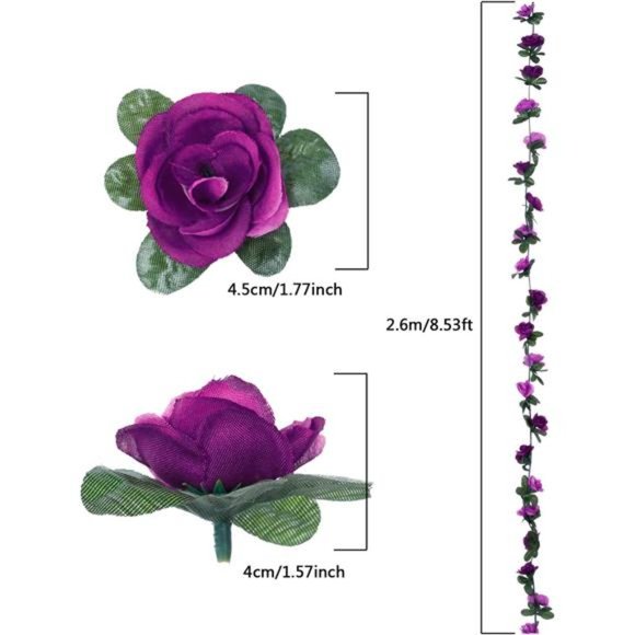 5 Pack 42 FT Fake Rose Vine Flowers Plants Artificial Flower Hanging Rose Ivy - Picture 5 of 6